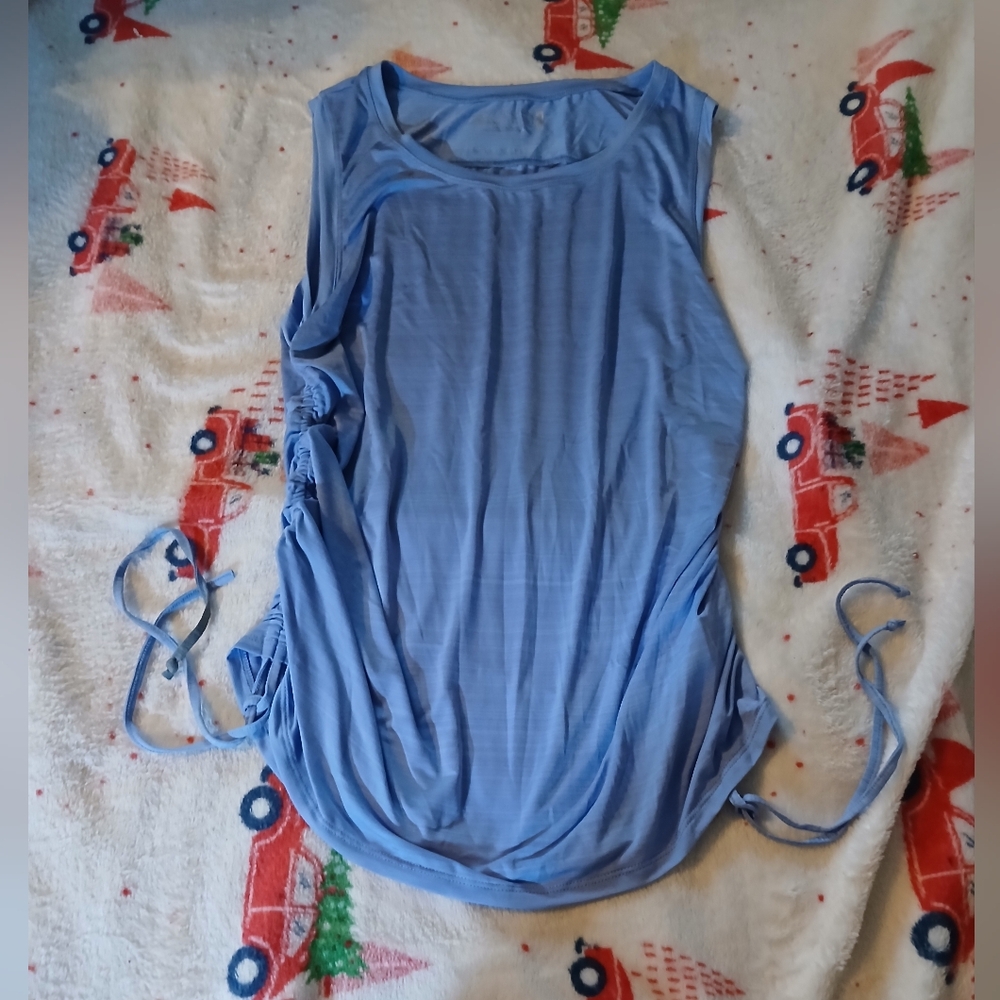 Outdoor Life Side-Ruched Athletic Tank Top in Sky Blue